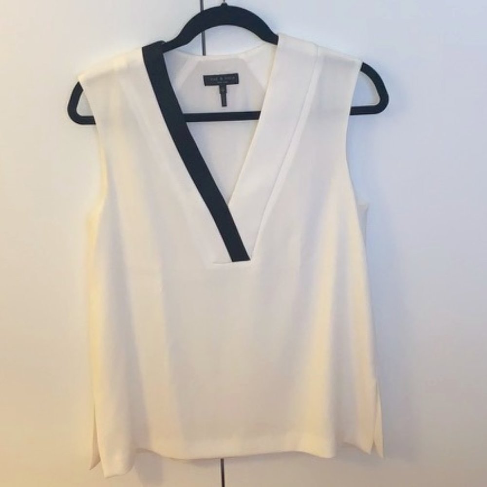 Rag & Bone V-Neck Top with black stripe